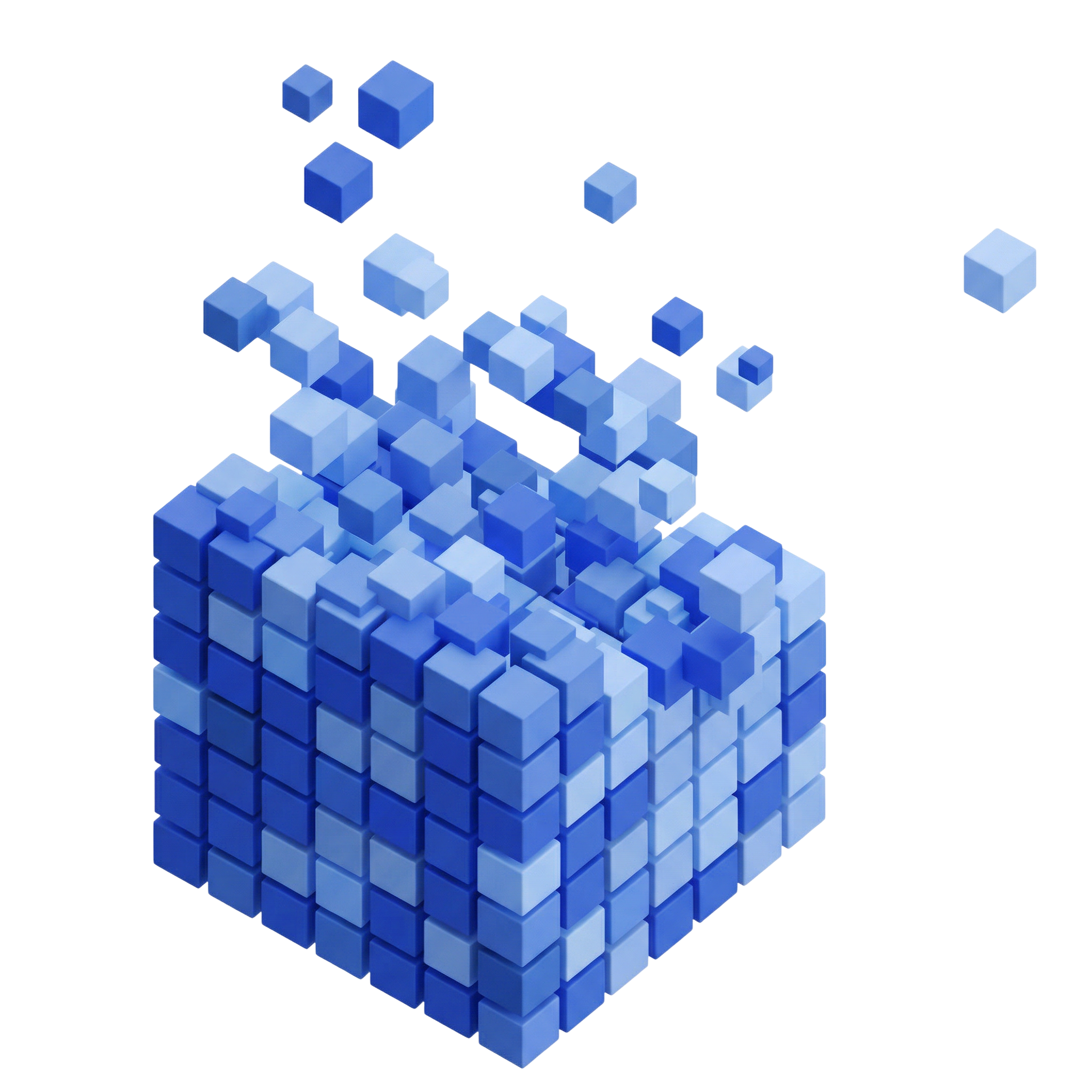 Иллюстрация: куб из синих блоков